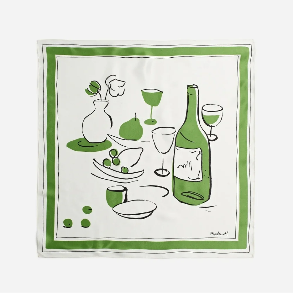 Madewell Graphic-Print Silk Bandana Wine Italy - Picture 1 of 4